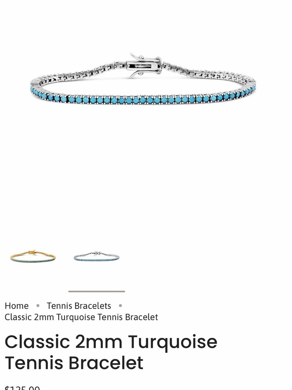 Classic 2MM Turquoise Necklace and Bracelet Set - Picture 9 of 9